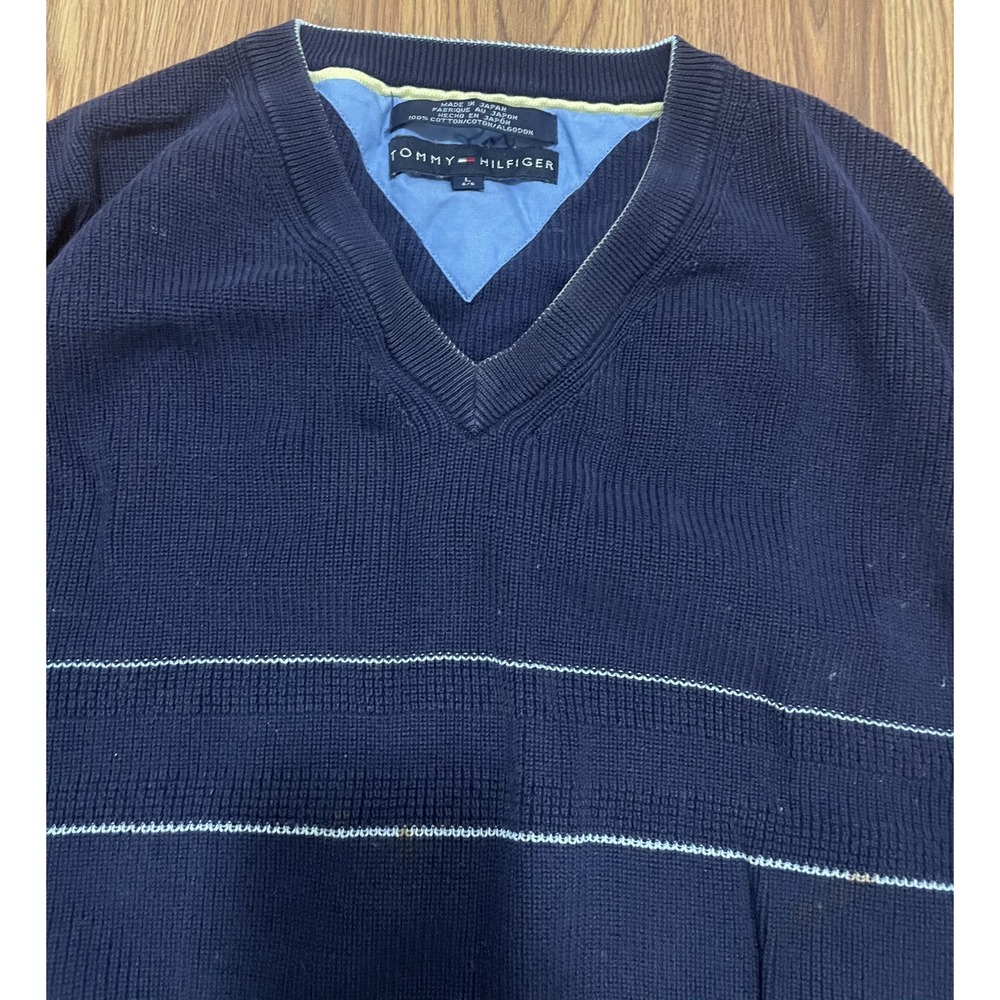 Tommy Hilfiger Sweater Vest Mens XL V Neck Knit Striped Preppy - Picture 2 of 9